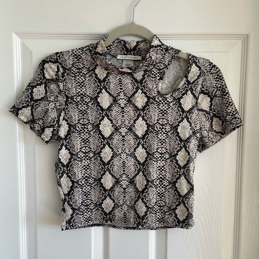 Caution to the Wind Snake Print Crop Top